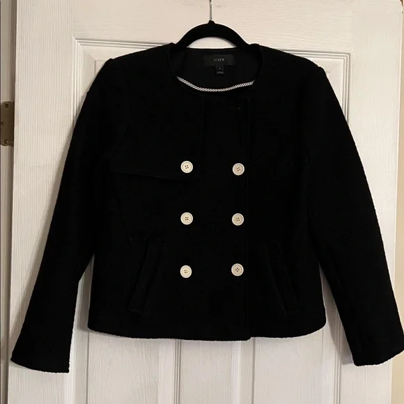 J. Crew Blazer Black Wool Pea Coat - Picture 2 of 5